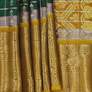 Kanchipattu Bottle Green Brocade Saree