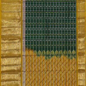 Kanchipattu Bottle Green Brocade Saree