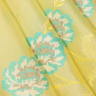 Crepe Silk Lime-Yellow Saree