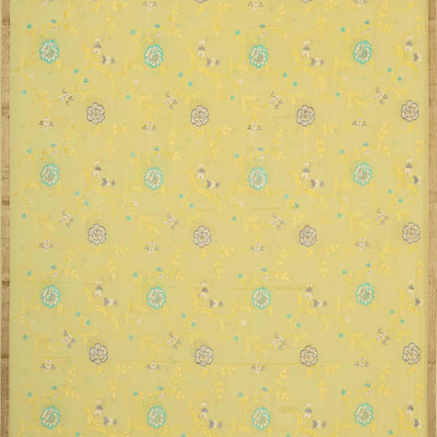 Crepe Silk Lime-Yellow Saree