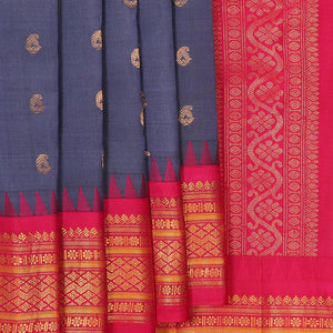 Gadwal Silk Navy Blue Saree