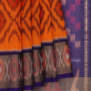 Ikat Cotton Silk Orange Saree