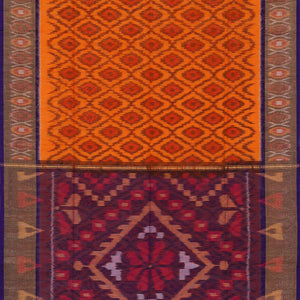 Ikat Cotton Silk Orange Saree