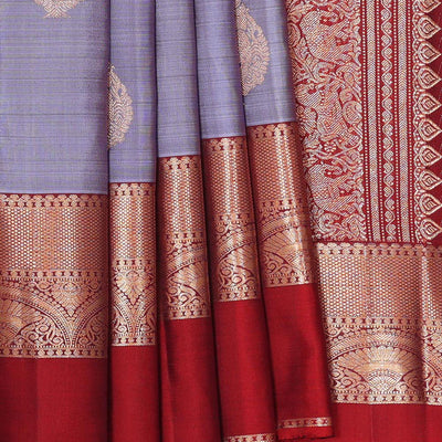 Kanchipattu Bluish Grey Saree