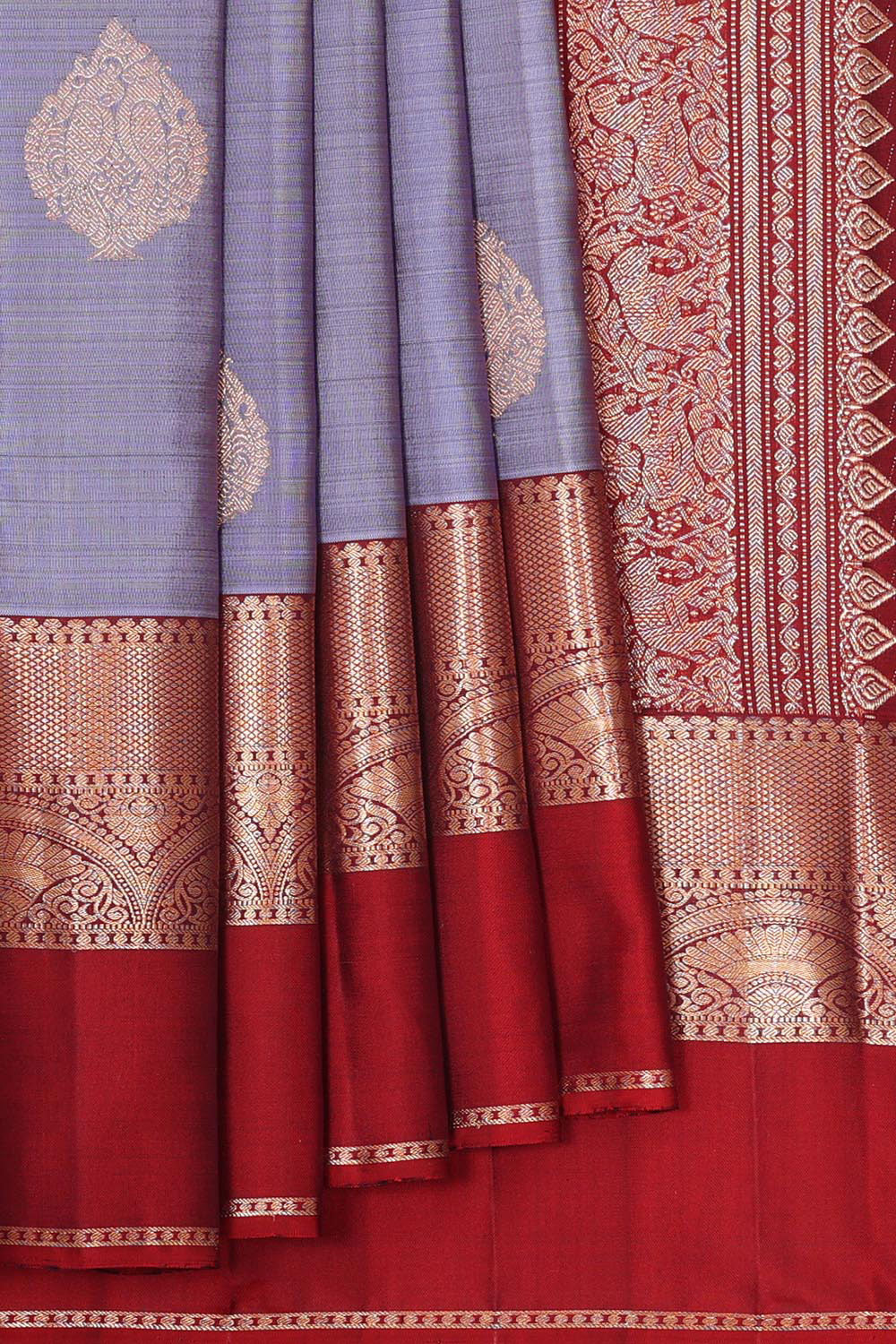 Kanchipattu Bluish Grey Saree
