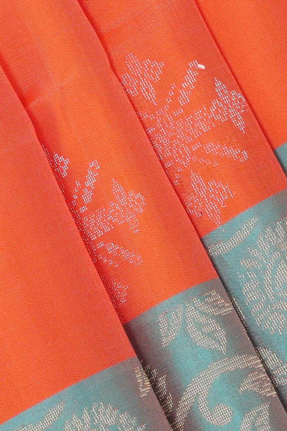 Dark Orange Silk Saree
