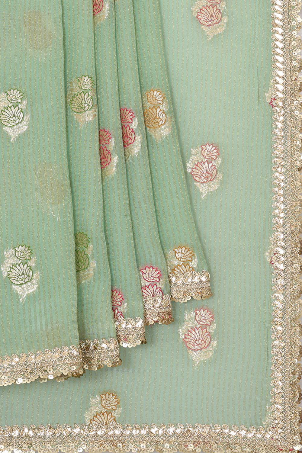 Glass Tissue Light Pista Green Saree