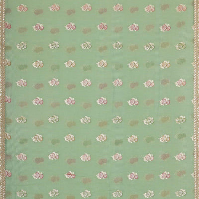 Glass Tissue Light Pista Green Saree