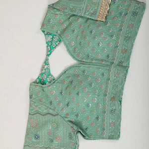 Glass Tissue Light Pista Green Saree