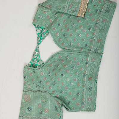 Glass Tissue Light Pista Green Saree