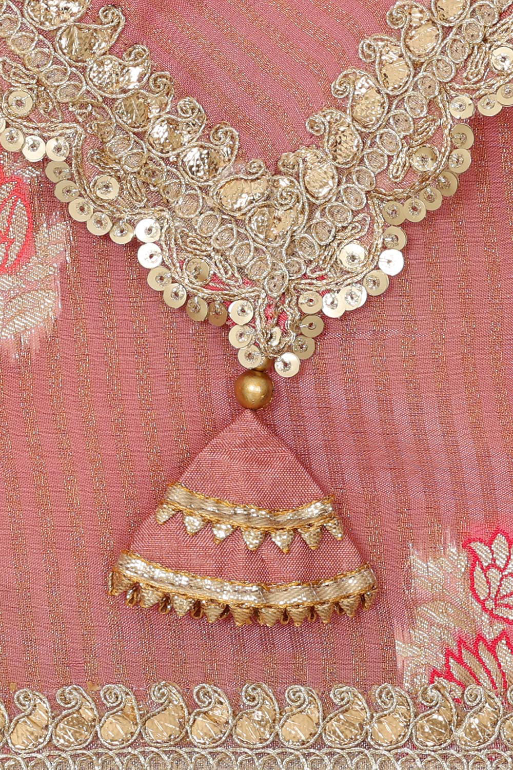 Glass Tissue Peach Pink Saree