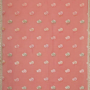 Glass Tissue Peach Pink Saree