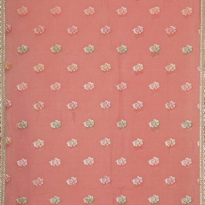 Glass Tissue Peach Pink Saree