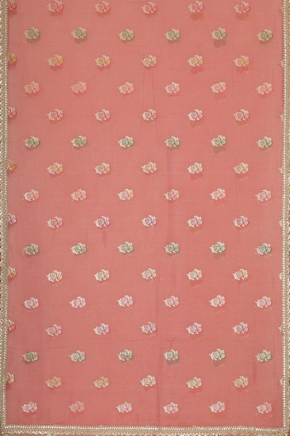 Glass Tissue Peach Pink Saree