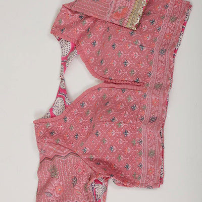 Glass Tissue Peach Pink Saree