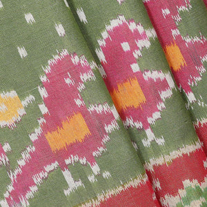 Ikat Silk Pista Green Saree