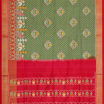 Ikat Silk Pista Green Saree
