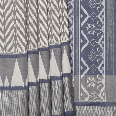 Ikat Silk Cream-Grey Saree