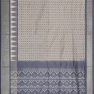 Ikat Silk Cream-Grey Saree
