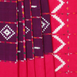 Ikat Silk Violet Saree