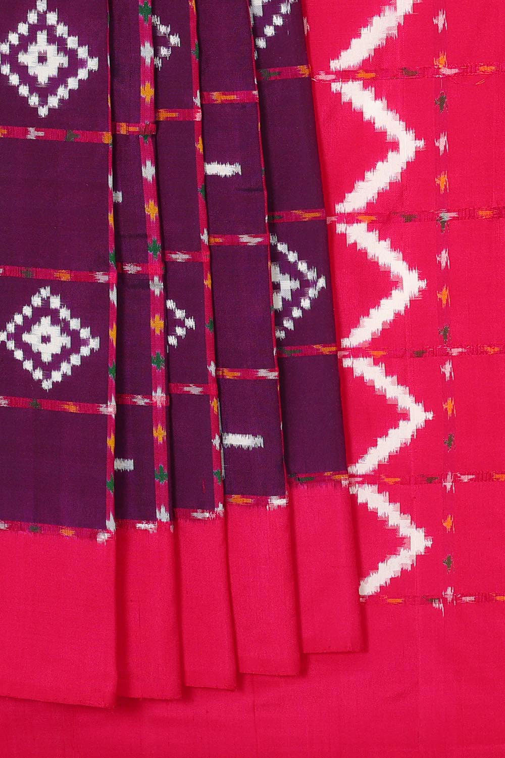 Ikat Silk Violet Saree