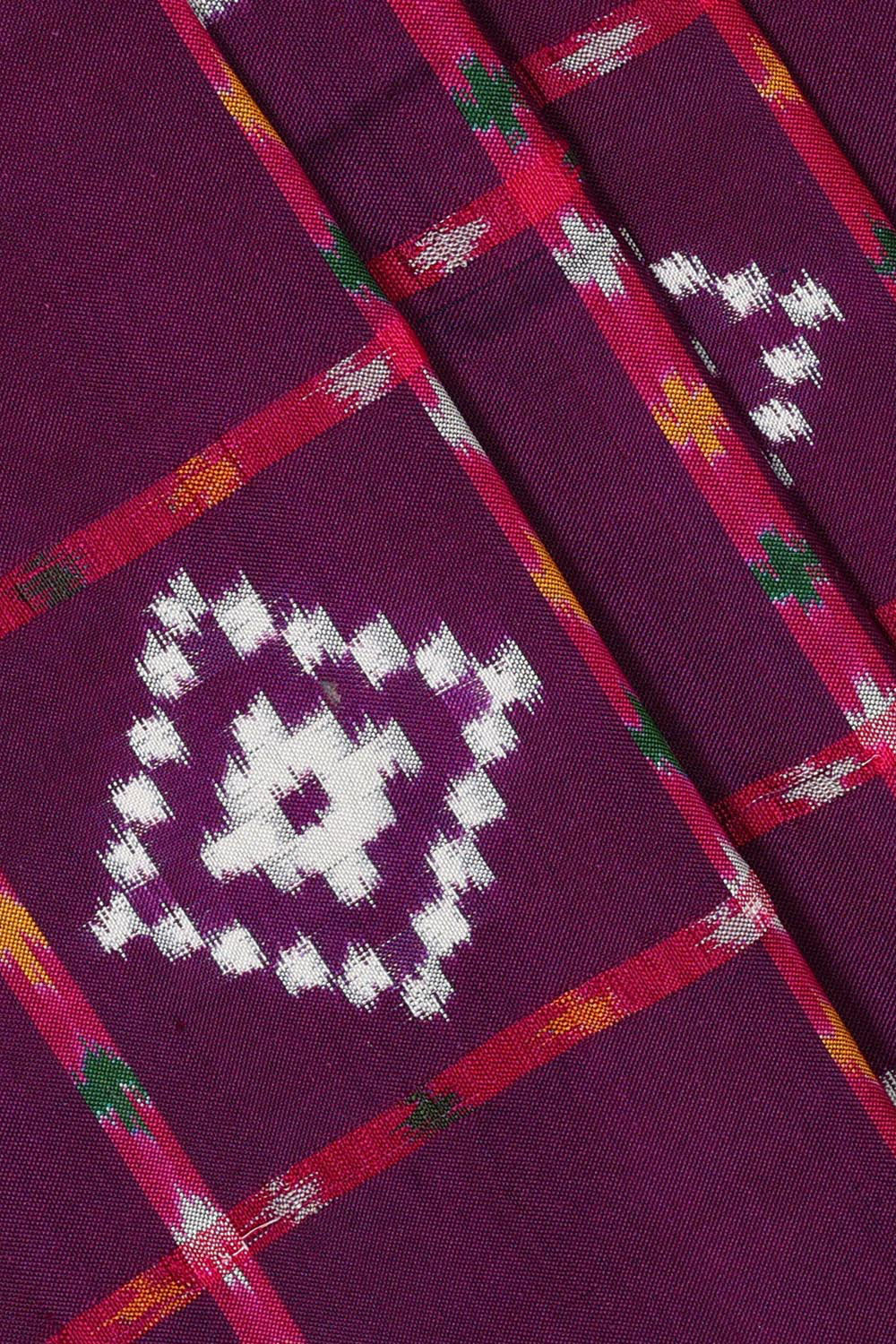 Ikat Silk Violet Saree
