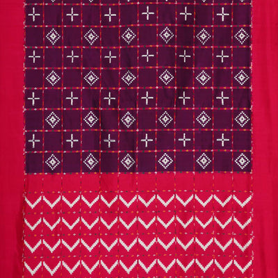 Ikat Silk Violet Saree