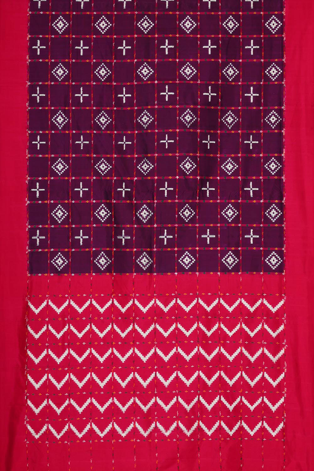 Ikat Silk Violet Saree
