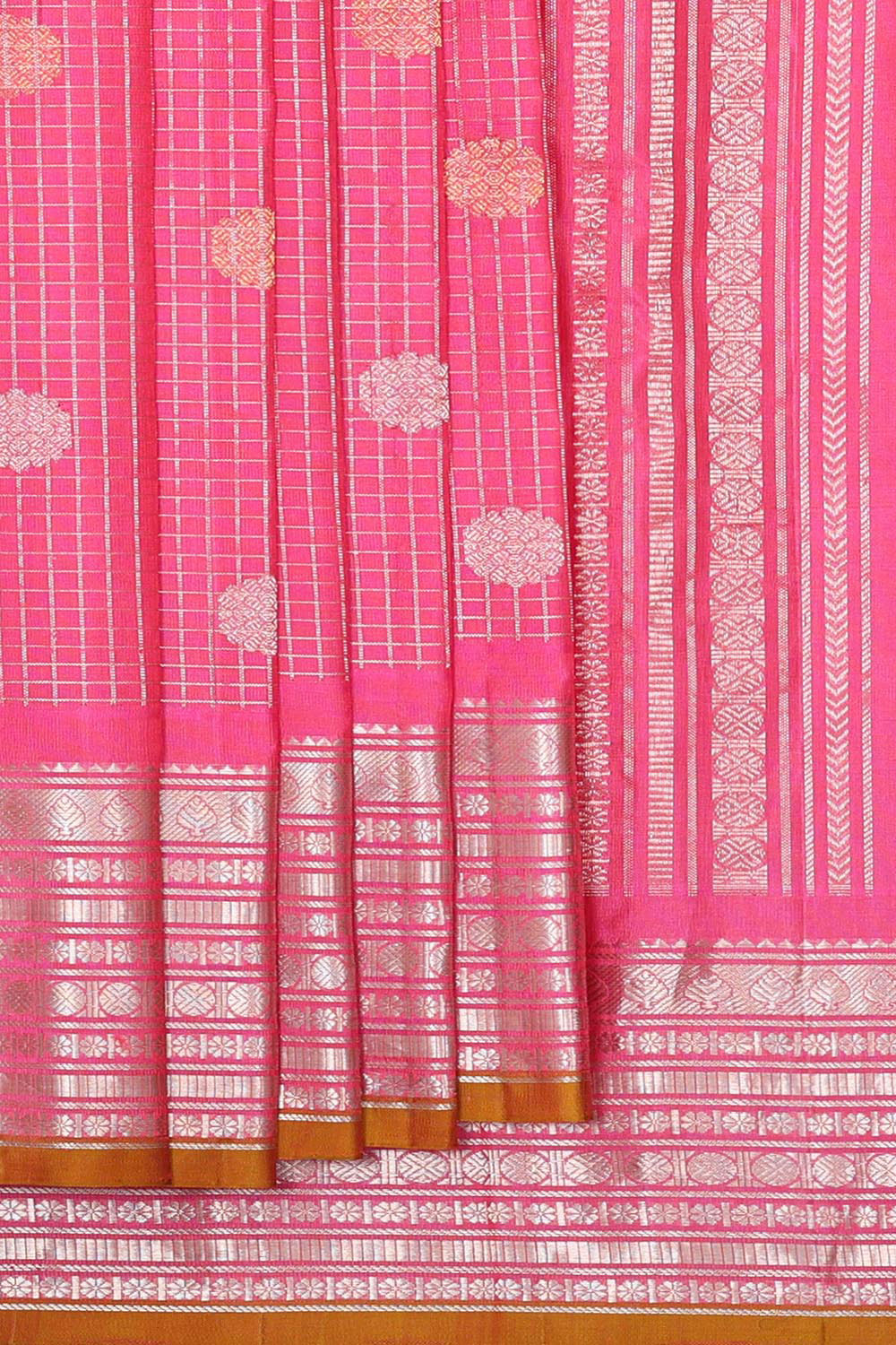 Gadwal Silk Bright Pink Saree