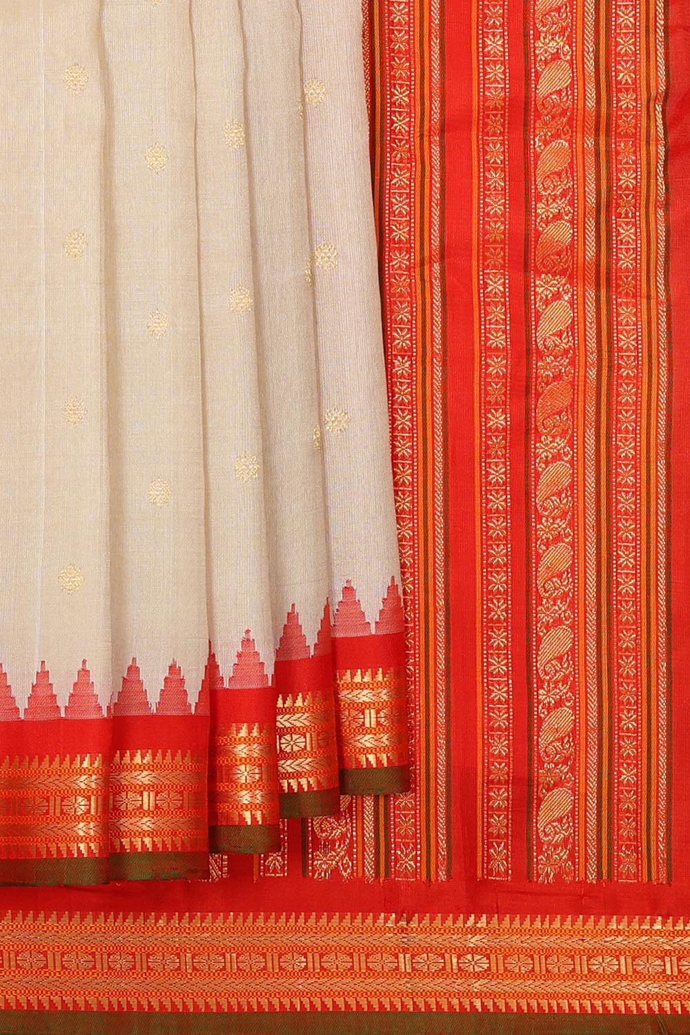 Gadwal Tussar Cream Saree