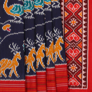 Ikat Silk Navy Blue Saree