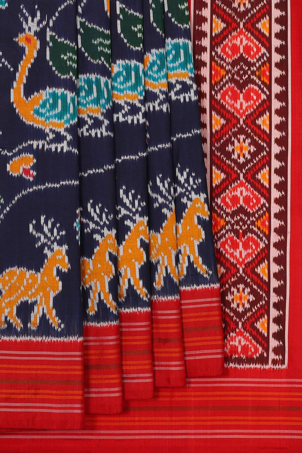 Ikat Silk Navy Blue Saree