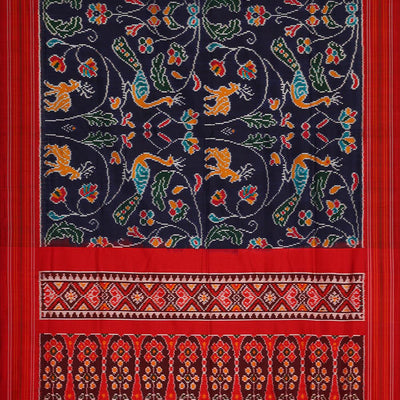 Ikat Silk Navy Blue Saree