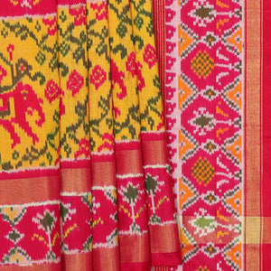 Ikat Silk Rani Pink Saree