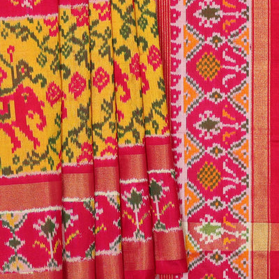 Ikat Silk Rani Pink Saree