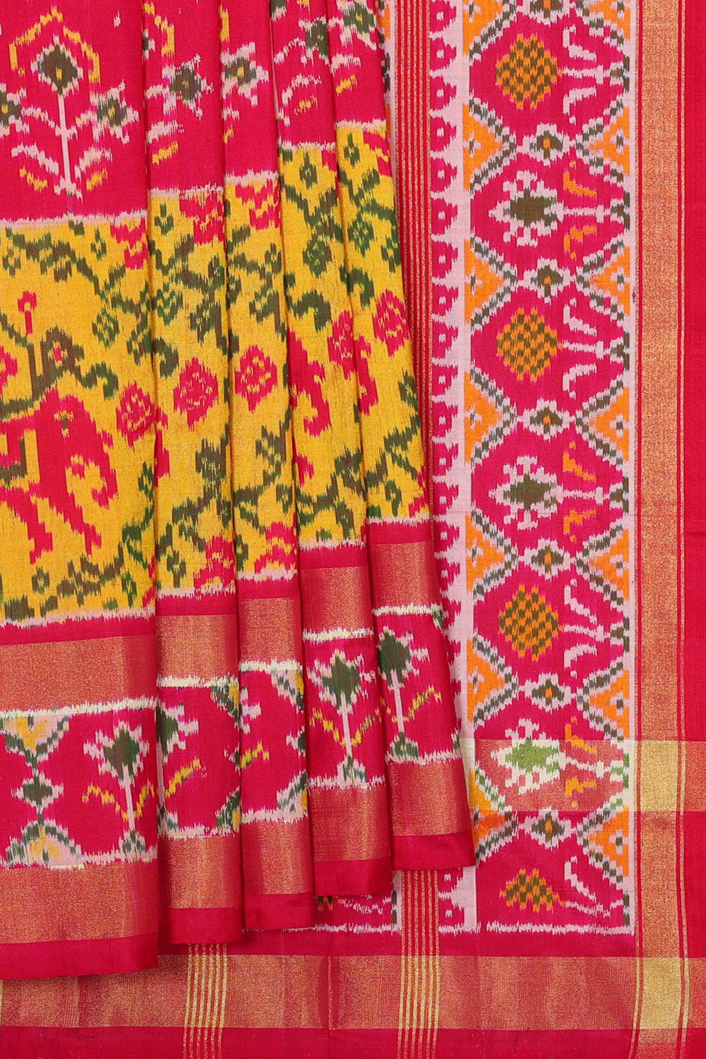 Ikat Silk Rani Pink Saree
