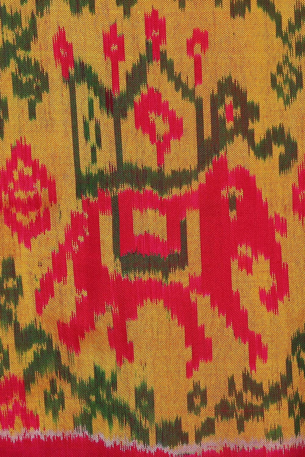 Ikat Silk Rani Pink Saree