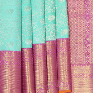 Kanchipattu Aqua Blue Brocade Saree