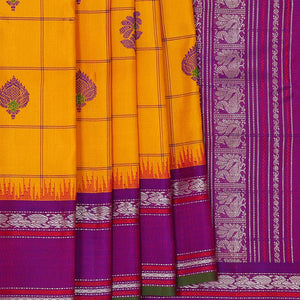Gadwal Silk Haldi Yellow Saree