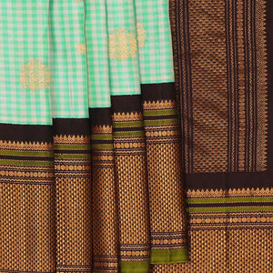 Gadwal Silk Green-Cream Saree