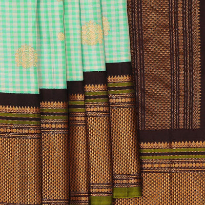 Gadwal Silk Green-Cream Saree