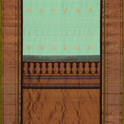 Gadwal Silk Green-Cream Saree