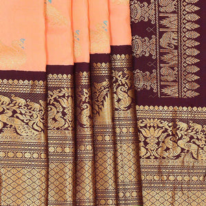 Gadwal Silk Peach Saree