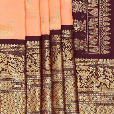 Gadwal Silk Peach Saree
