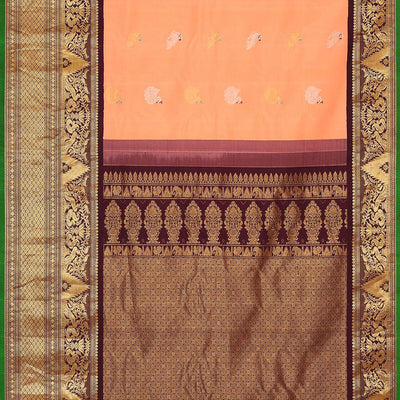 Gadwal Silk Peach Saree