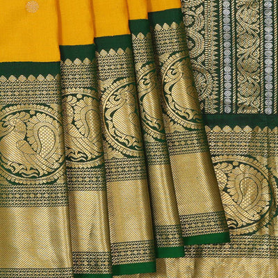 Gadwal Silk Mustard Yellow Saree