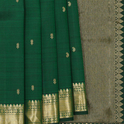 Kanchipattu Bottle Green Brocade Saree