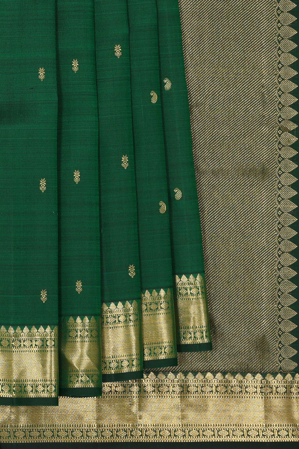 Kanchipattu Bottle Green Brocade Saree