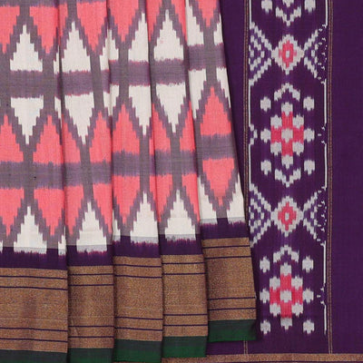 Ikat Silk Light Red Saree