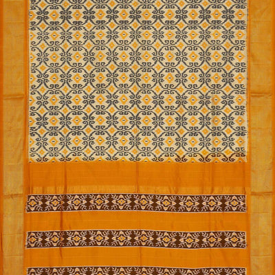 Ikat Silk Cream Saree